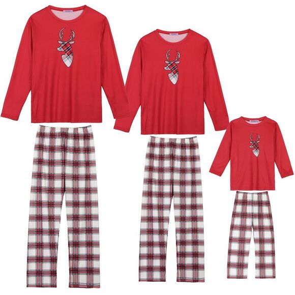 Child's Plaid Pajama Christmas Matching Sleepwear Set Red - Picture 2 of 4